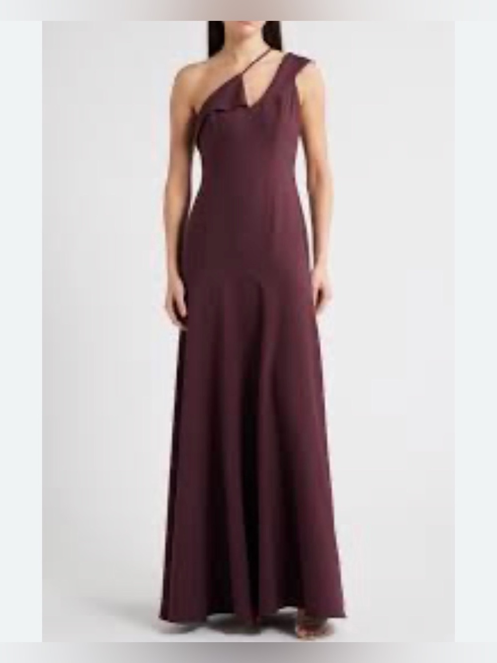 Black Halo Nairobi One-Shoulder Evening Gown Dress in Plum Size 8